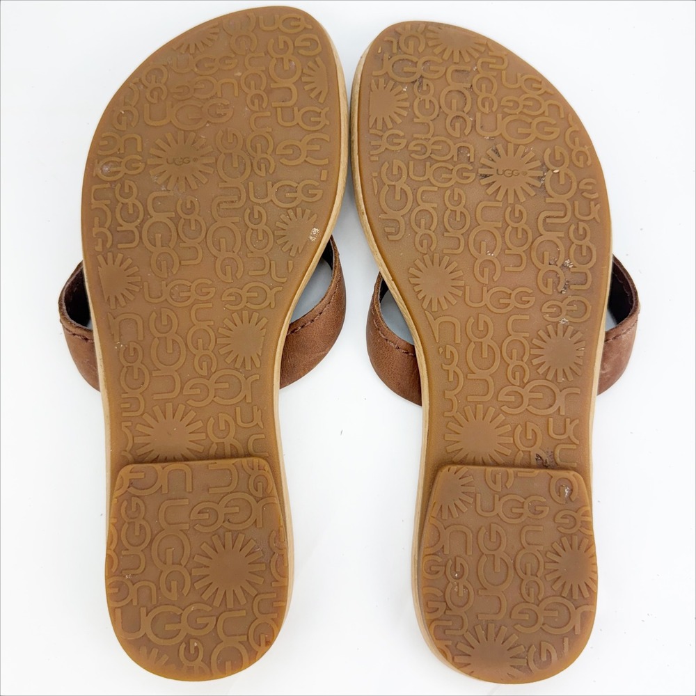 UGG Tuolumne Leather Flip Flop Sandals Tan Brown Thong  Womens 9 - Picture 6 of 8